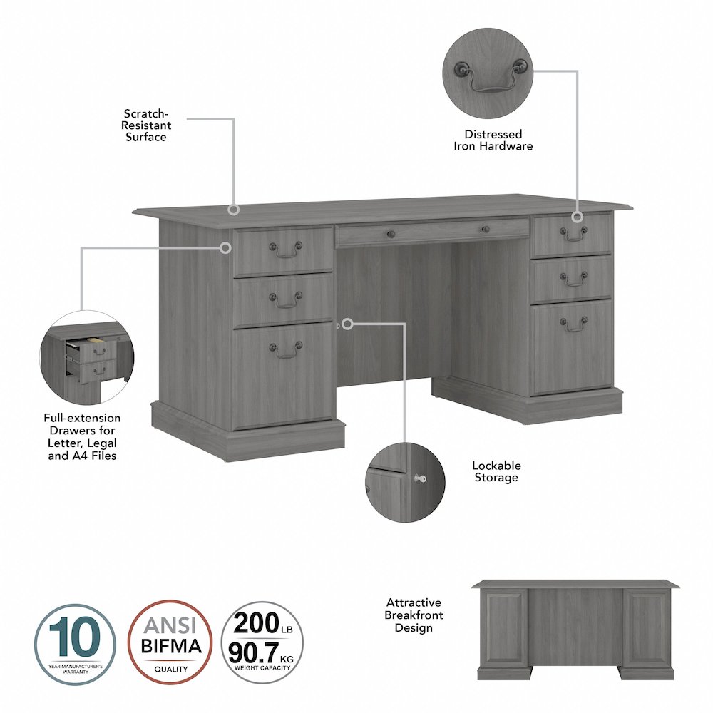 Saratoga Executive Desk with File Cabinet and Bookcase Set. Picture 8