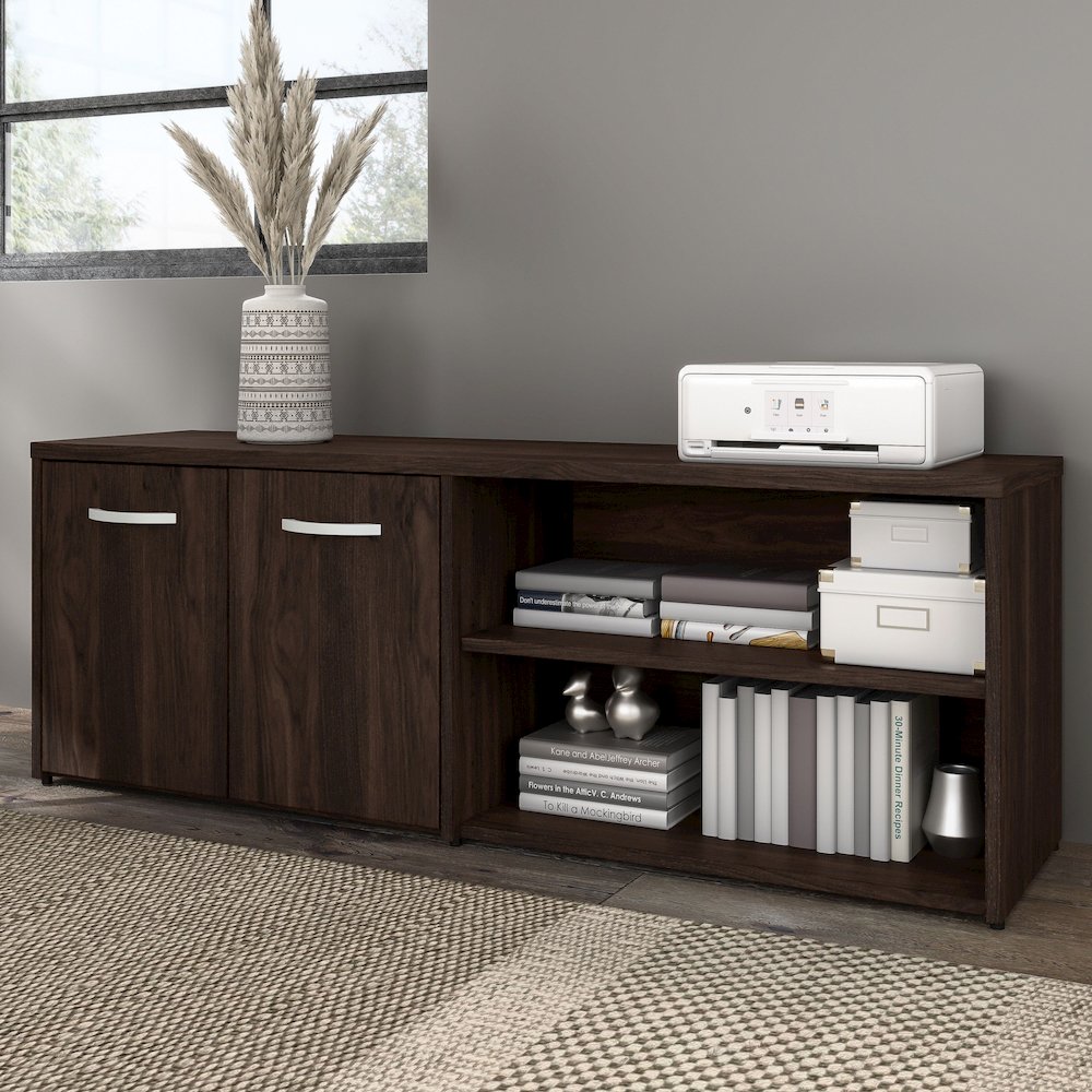 Hybrid Low Storage Cabinet with Doors and Shelves. Picture 2
