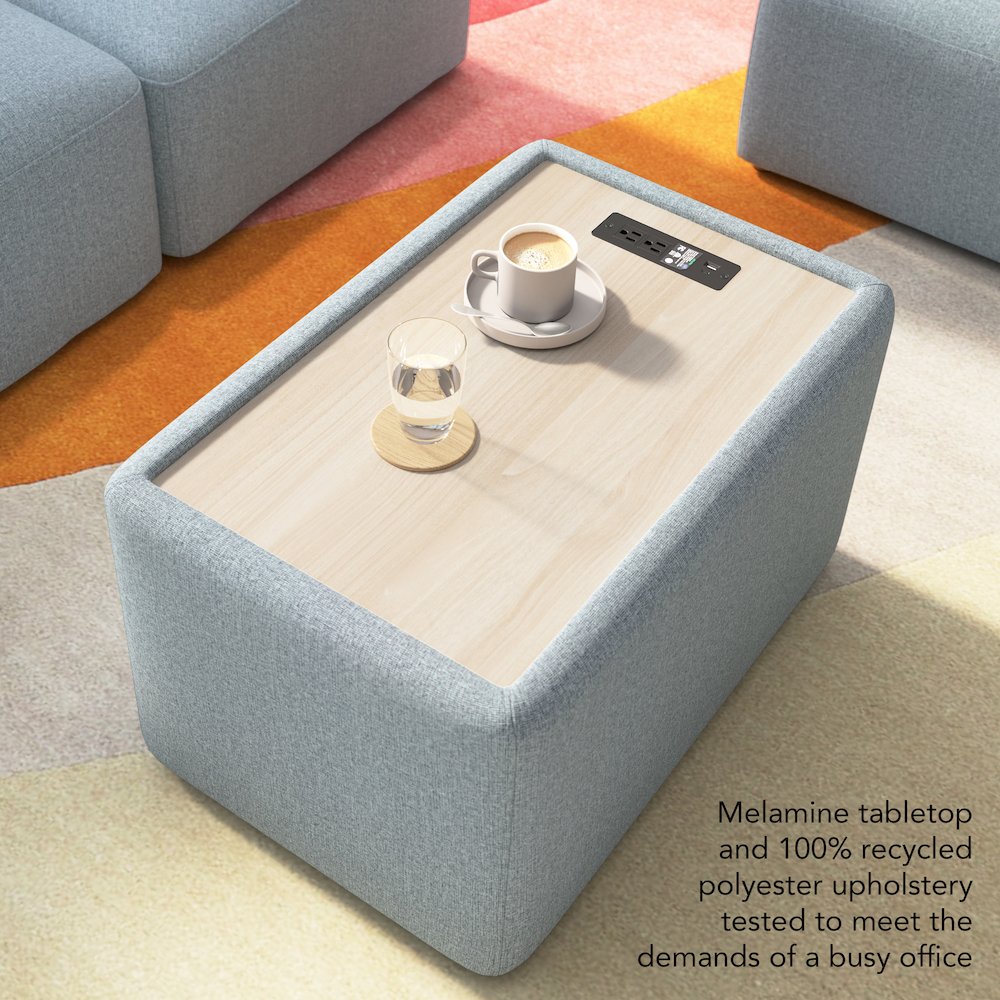 Assemble Modular Side Table with Charging Station in Mist Fabric. Picture 4
