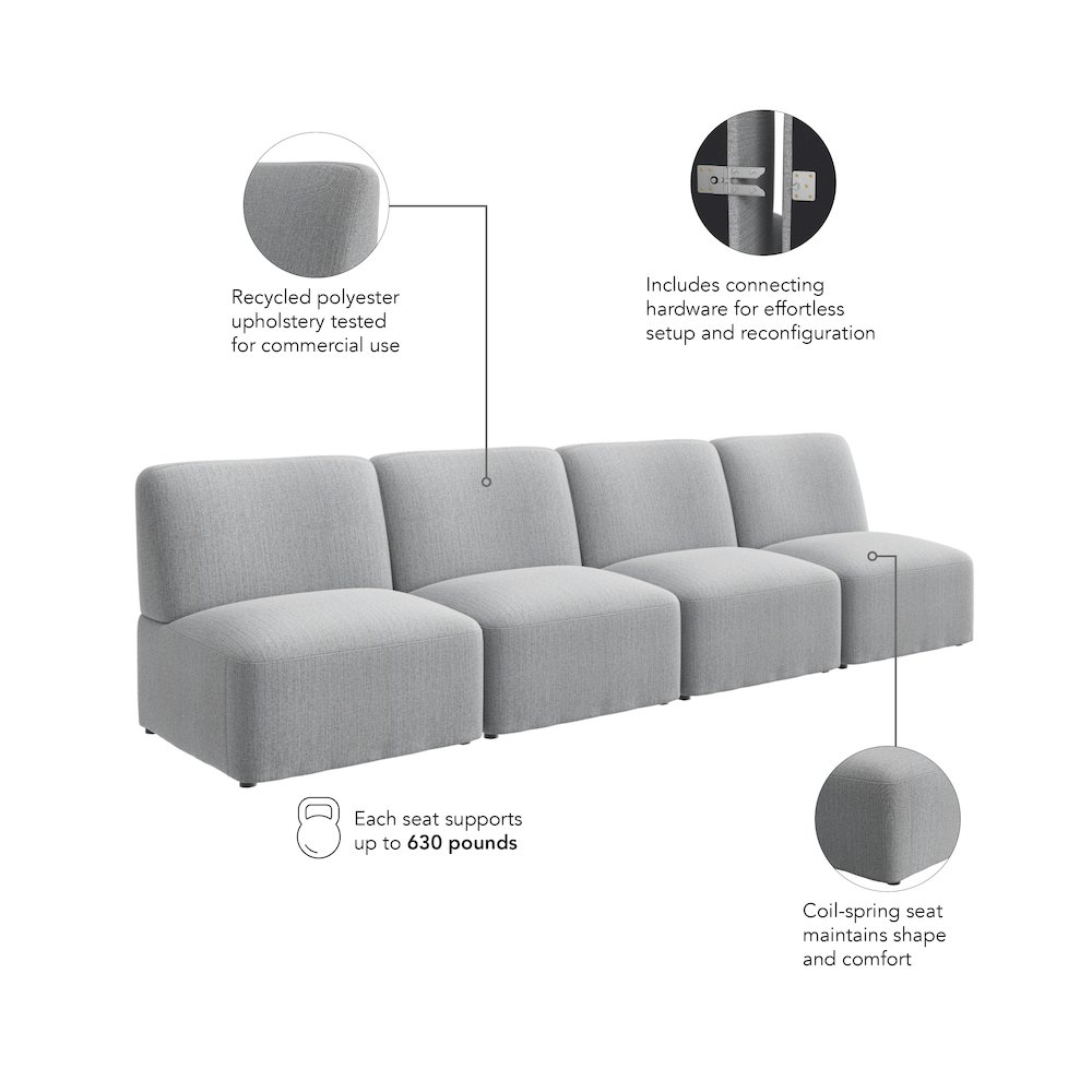 Assemble Modular 4 Seater Sectional Lounge Sofa in Fog Fabric. Picture 7