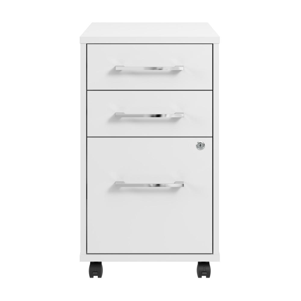 Hustle 3 Drawer Mobile File Cabinet in White. Picture 2
