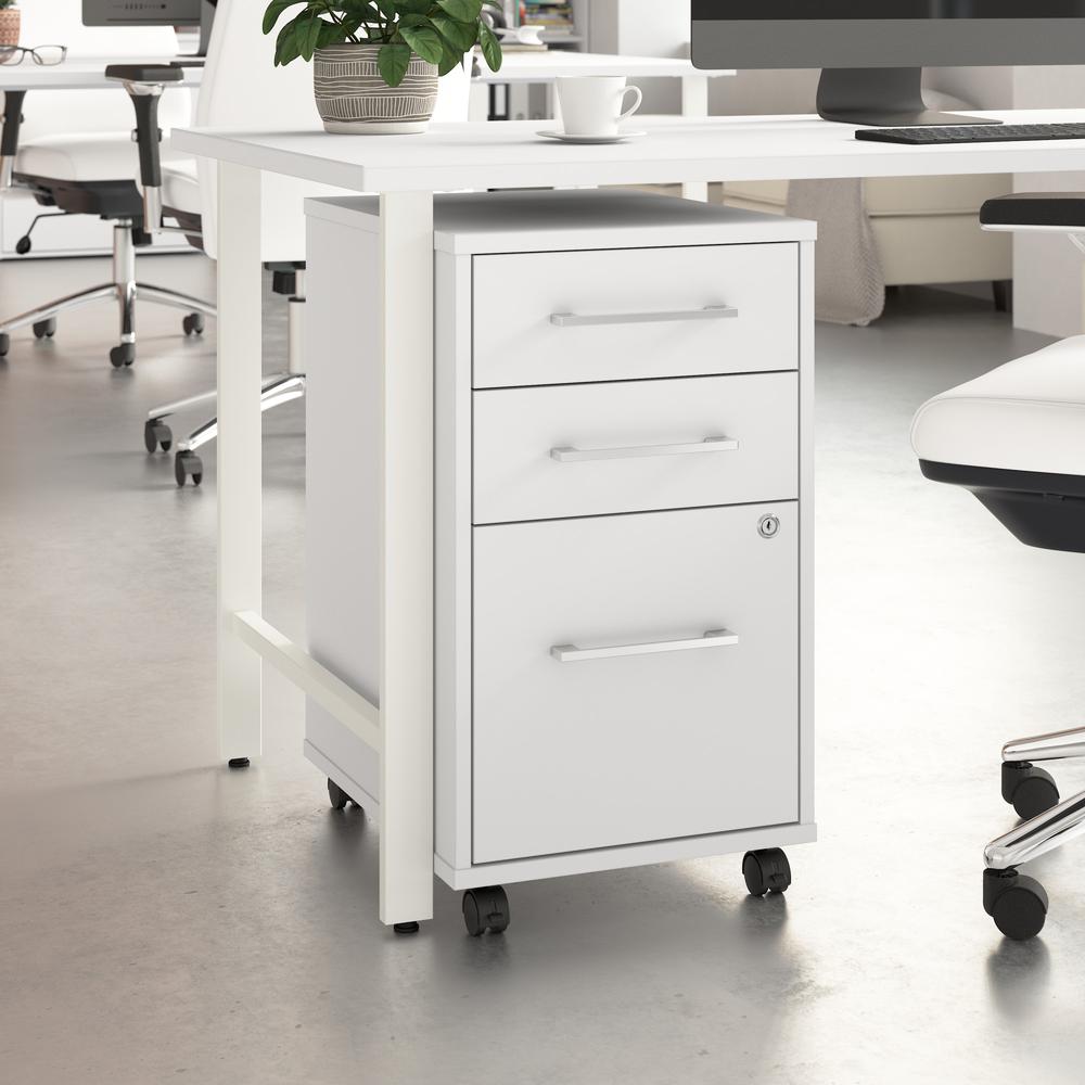 Hustle 3 Drawer Mobile File Cabinet in White. Picture 3