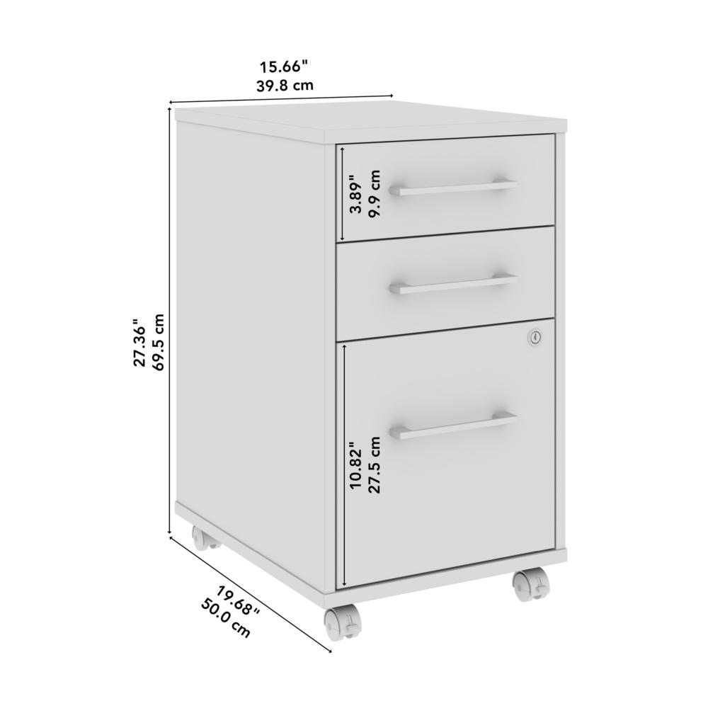 Hustle 3 Drawer Mobile File Cabinet in White. Picture 6