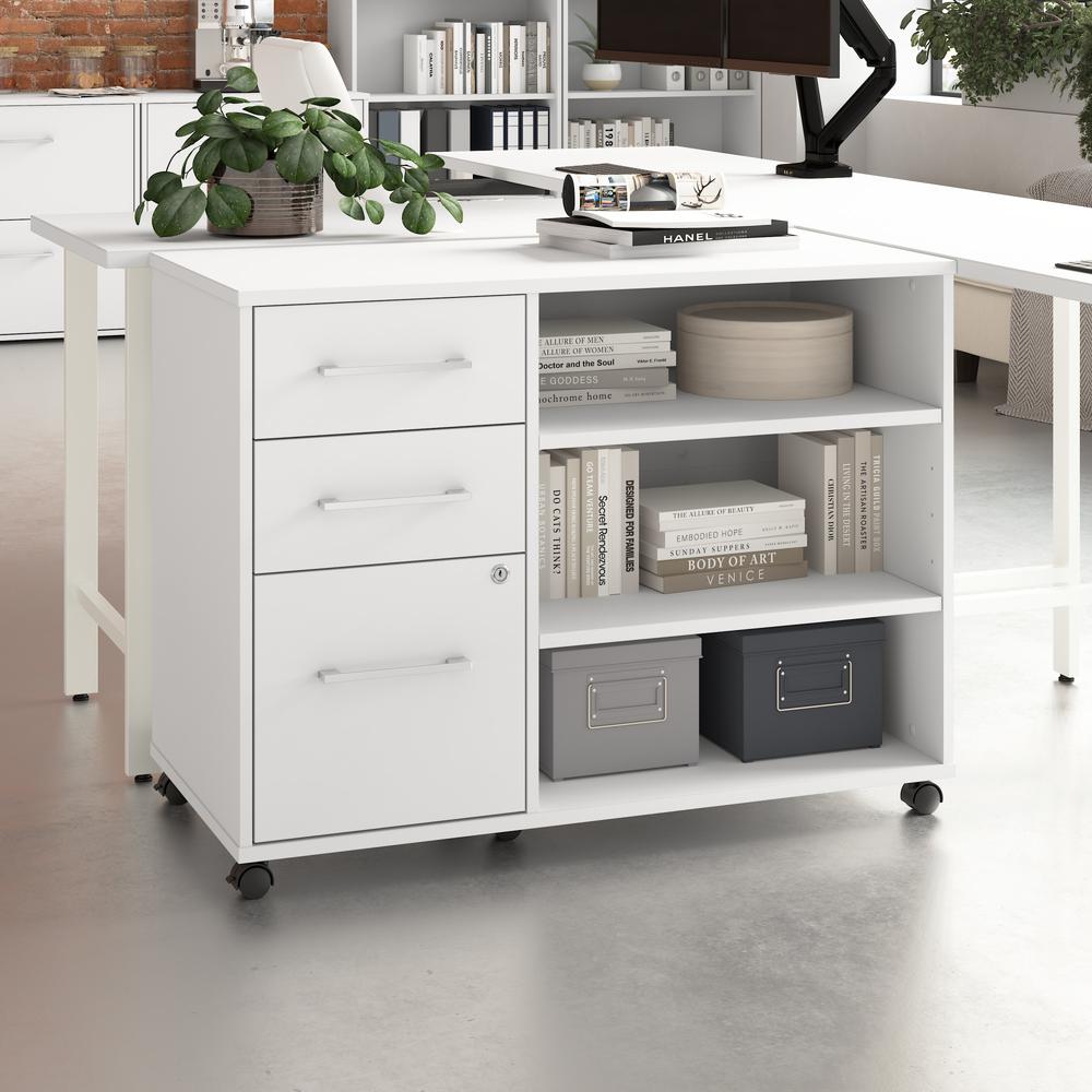 Hustle Office Storage Cabinet with Wheels in White. Picture 3