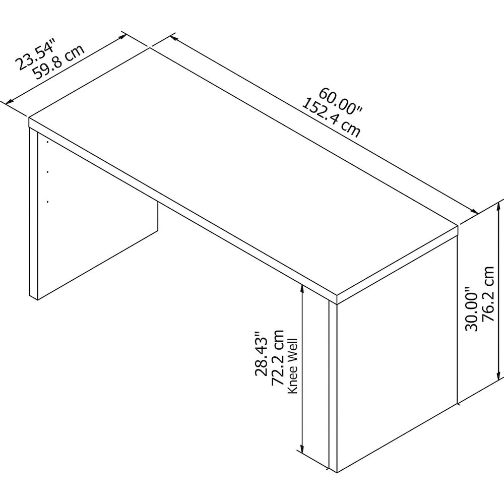 Echo 60W Credenza Desk in Pure White. Picture 3