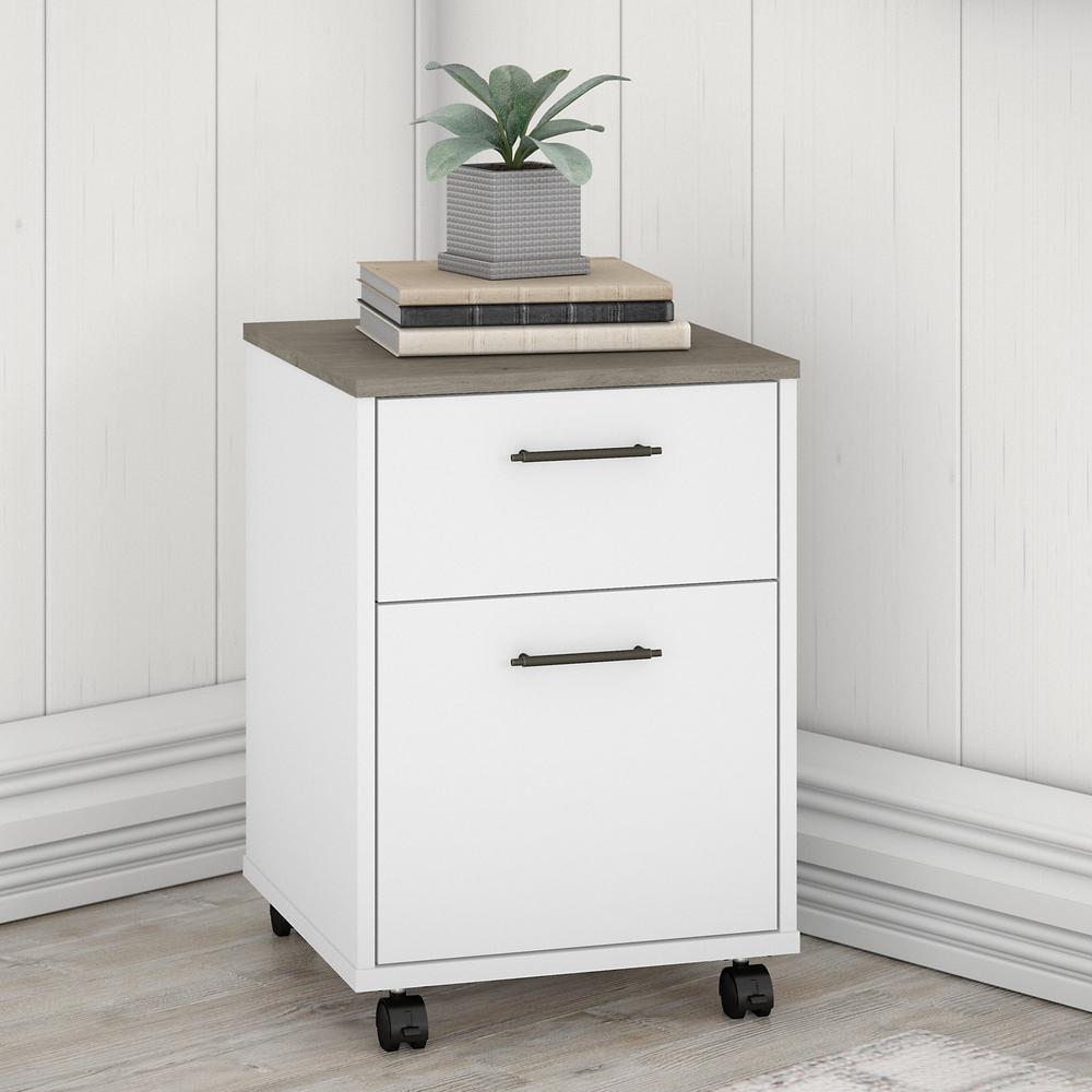 Key West 2 Drawer Mobile File Cabinet in Pure White and Shiplap. Picture 2