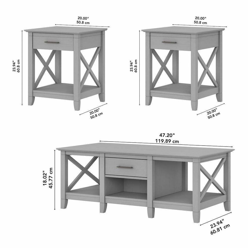 Bush Furniture Key West Coffee Table with Set of 2 End Tables. Picture 5