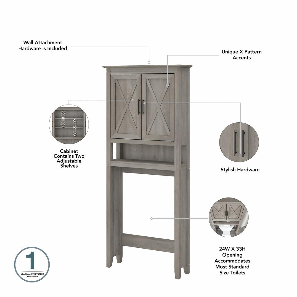 Tall Linen Cabinet and Over The Toilet Storage Cabinet Driftwood Gray. Picture 3