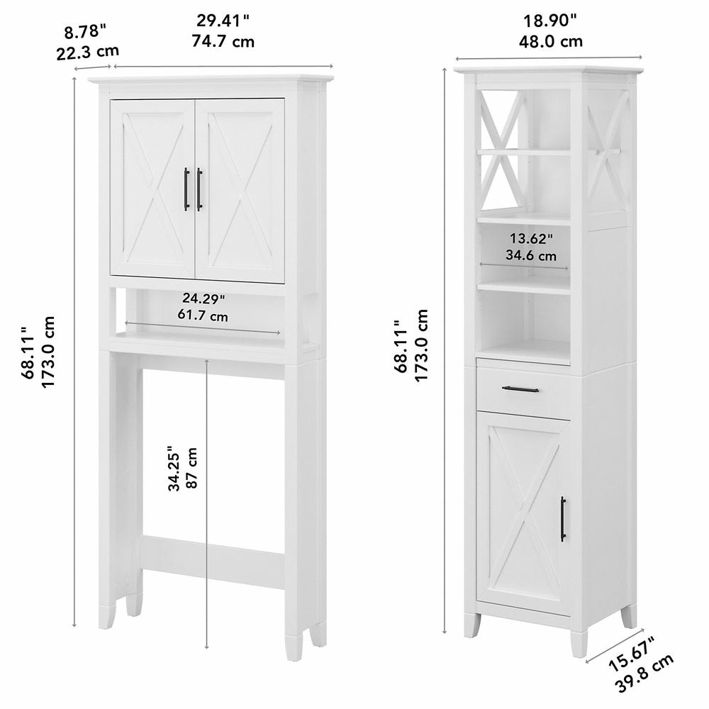 Tall Linen Cabinet and Over The Toilet Storage Cabinet White Ash. Picture 5