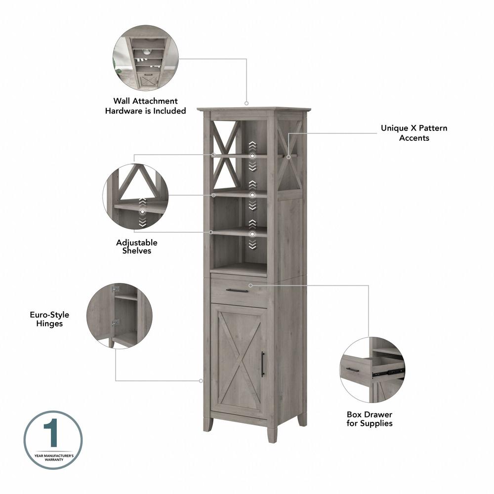Key West Tall Bathroom Storage Cabinet in Driftwood Gray. Picture 4