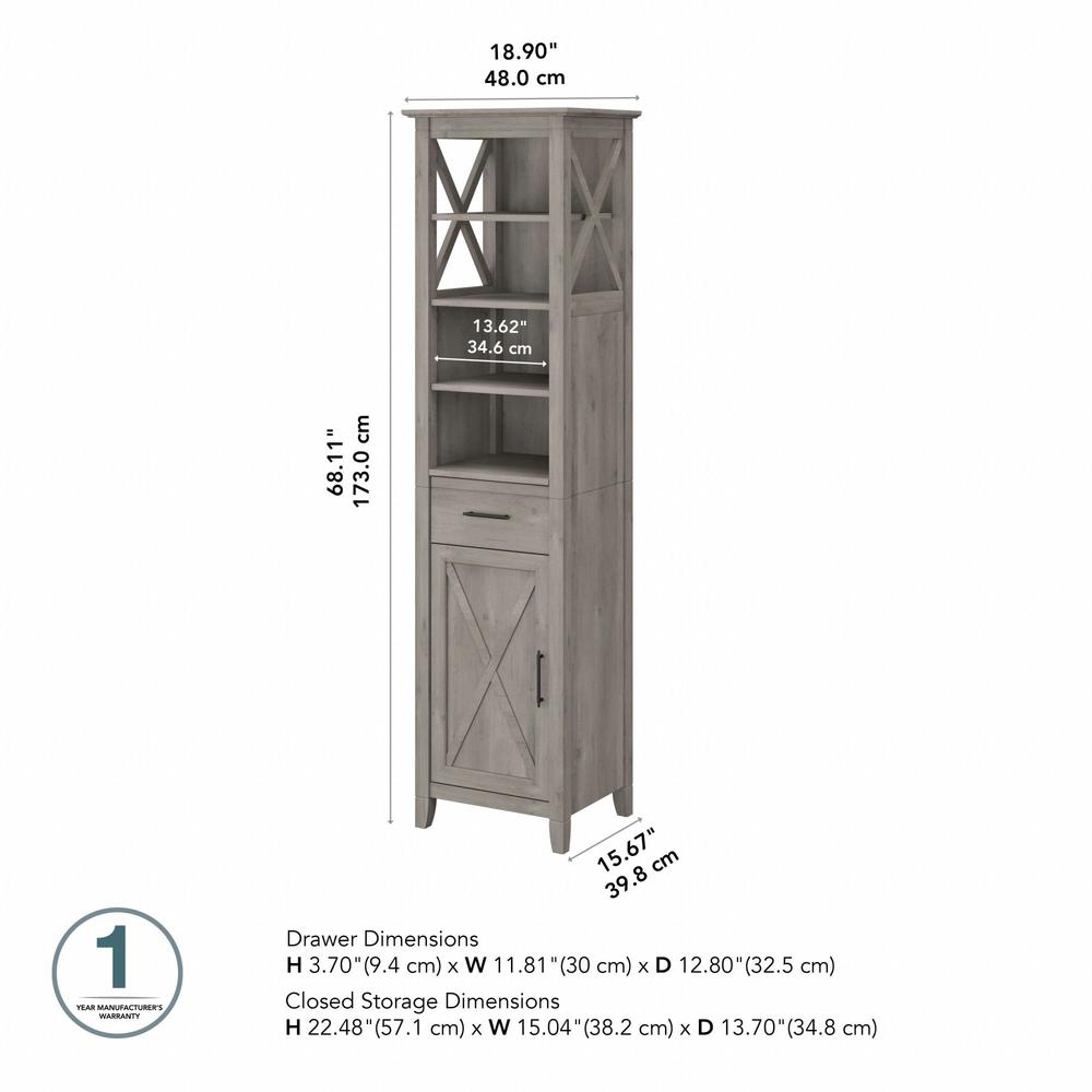 Key West Tall Bathroom Storage Cabinet in Driftwood Gray. Picture 5