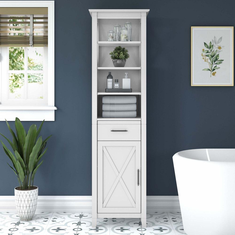 Key West Tall Bathroom Storage Cabinet in White Ash. Picture 7