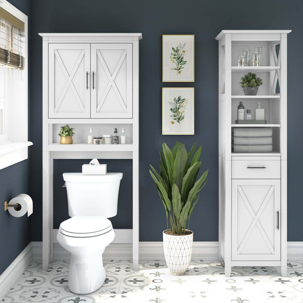Key West Tall Bathroom Storage Cabinet in White Ash. Picture 8