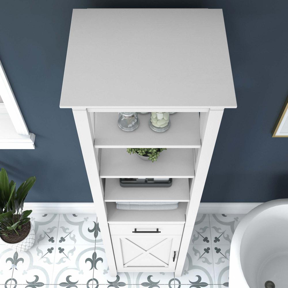 Key West Tall Bathroom Storage Cabinet in White Ash. Picture 6