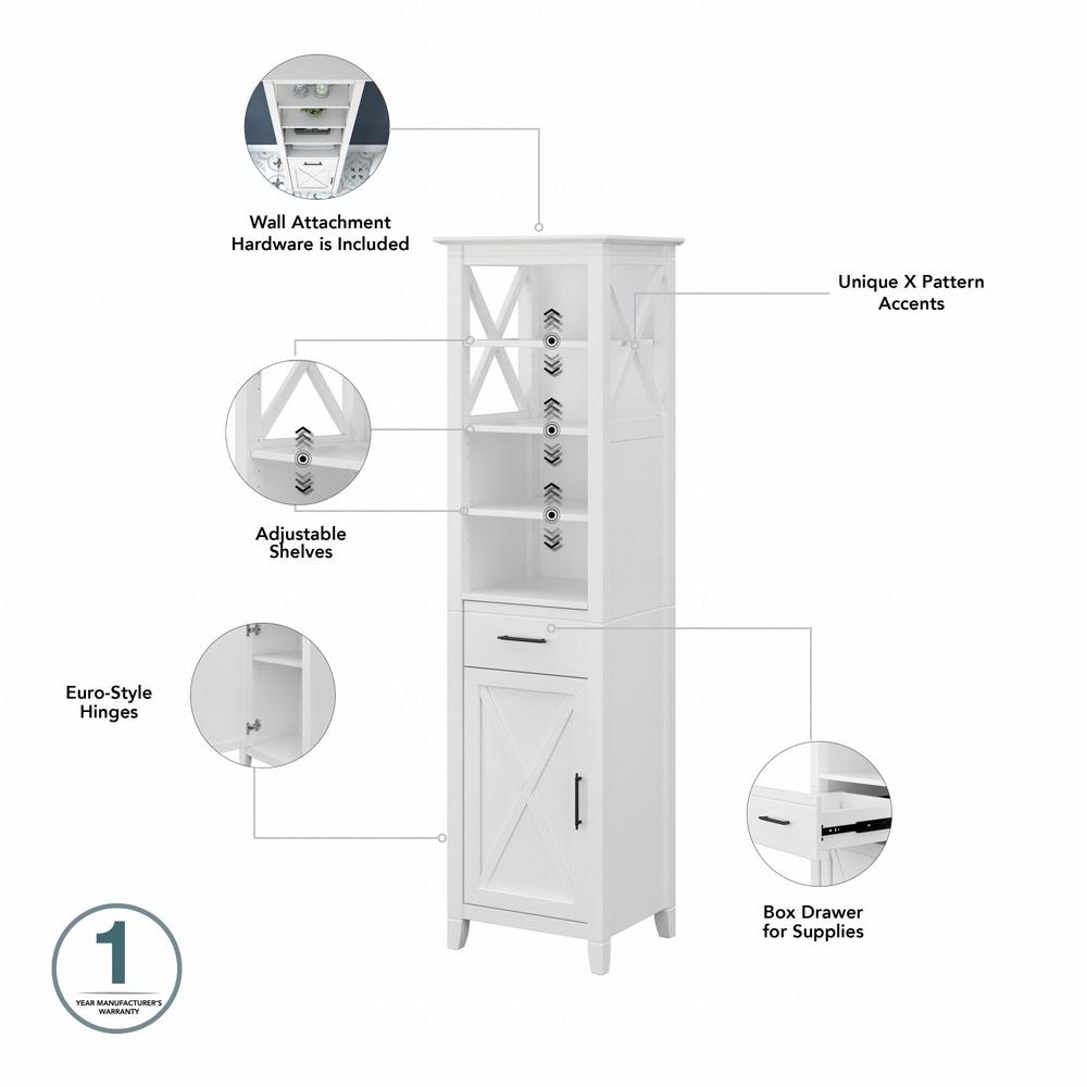 Key West Tall Bathroom Storage Cabinet in White Ash. Picture 4