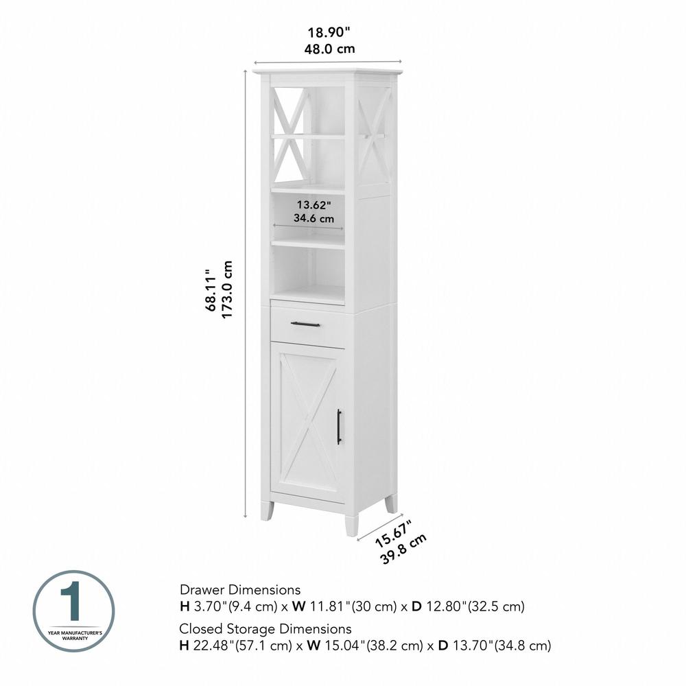 Key West Tall Bathroom Storage Cabinet in White Ash. Picture 5