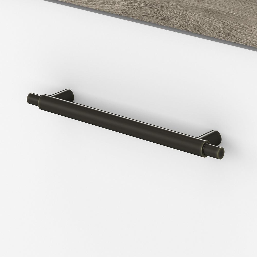 Key West Console Table with Drawers and Shelves in Pure White and Shiplap Gray. Picture 4