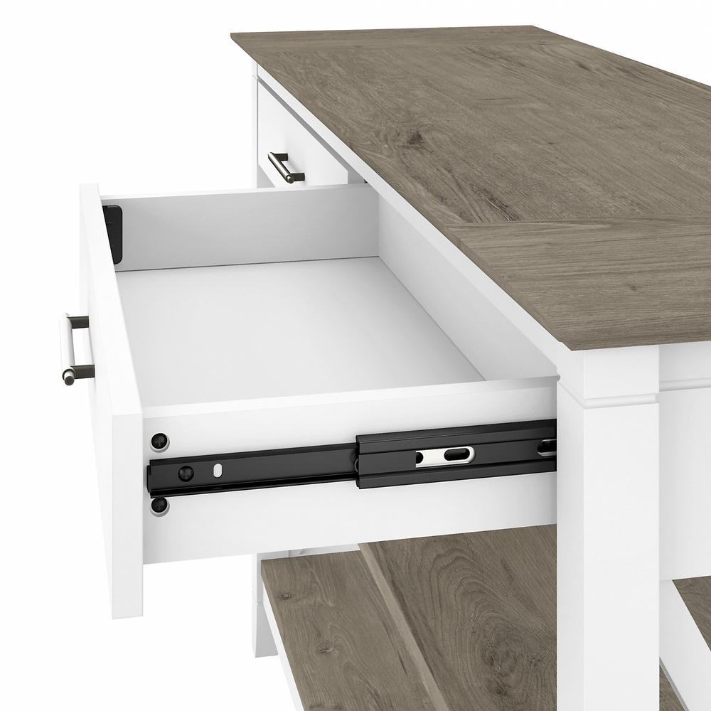 Key West Console Table with Drawers and Shelves in Pure White and Shiplap Gray. Picture 6
