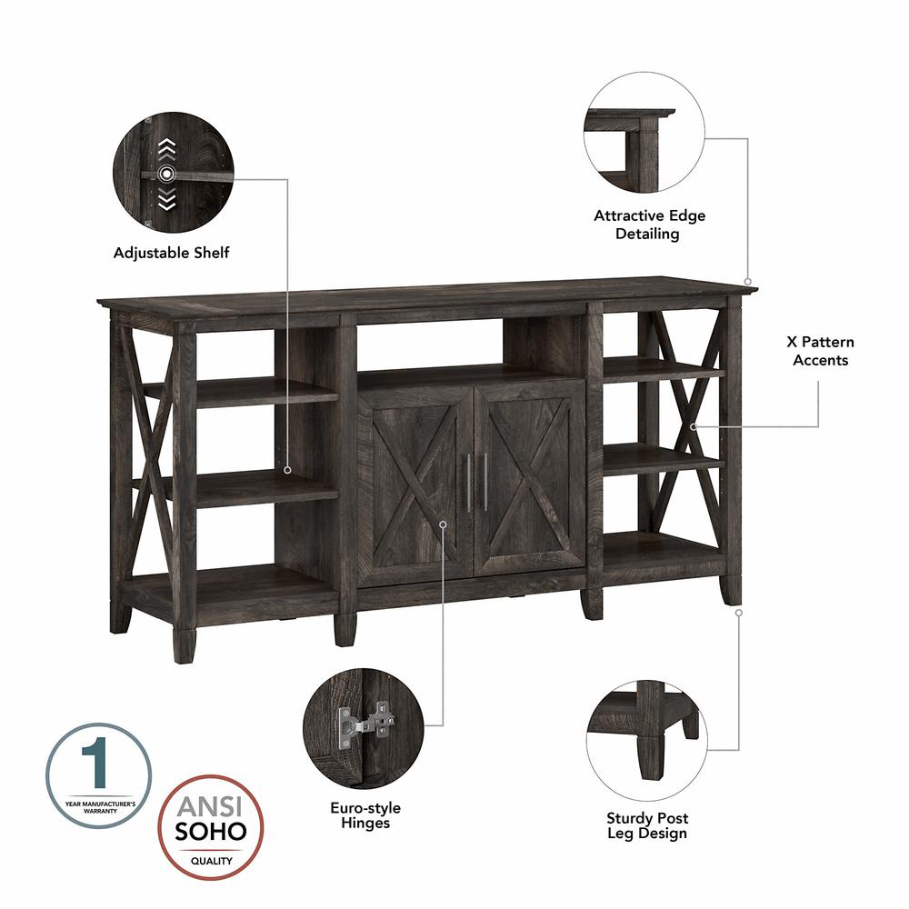 Key West Tall TV Stand for 65 Inch TV in Dark Gray Hickory. Picture 3