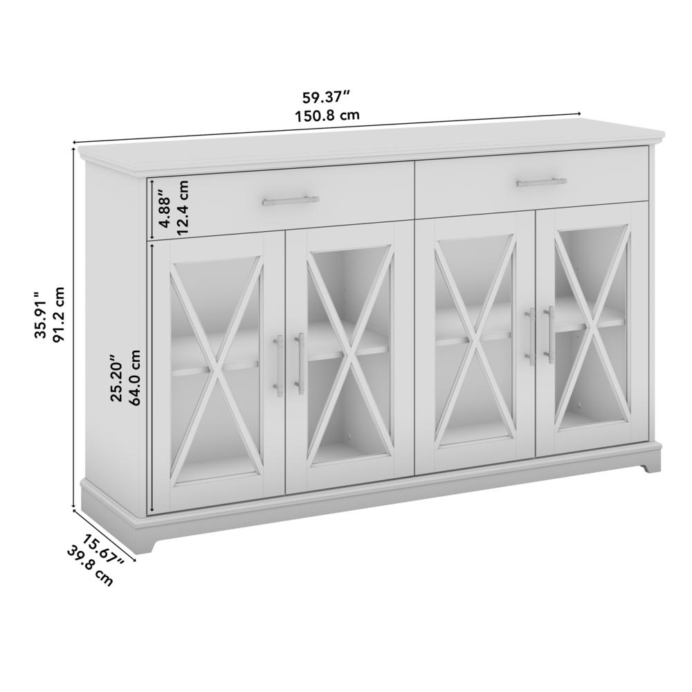 60W Farmhouse Sideboard Buffet Cabinet with Drawers in Linen White Oak. Picture 3