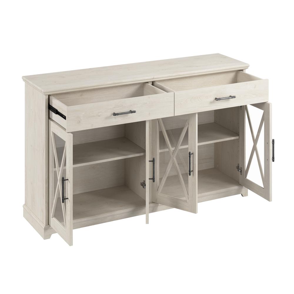 60W Farmhouse Sideboard Buffet Cabinet with Drawers in Linen White Oak. Picture 5