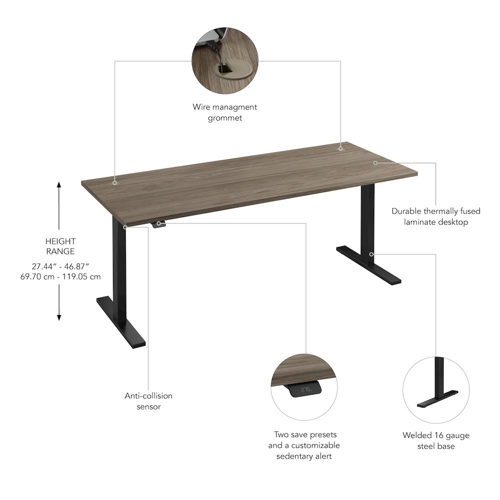 Move 60 Series 72W x 30D Electric Height Adjustable Standing Desk. Picture 6