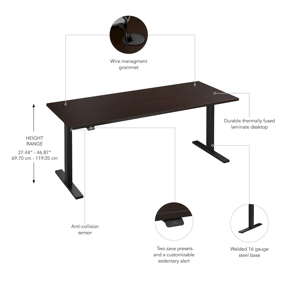 Move 60 Series 72W x 30D Electric Height Adjustable Standing Desk. Picture 6
