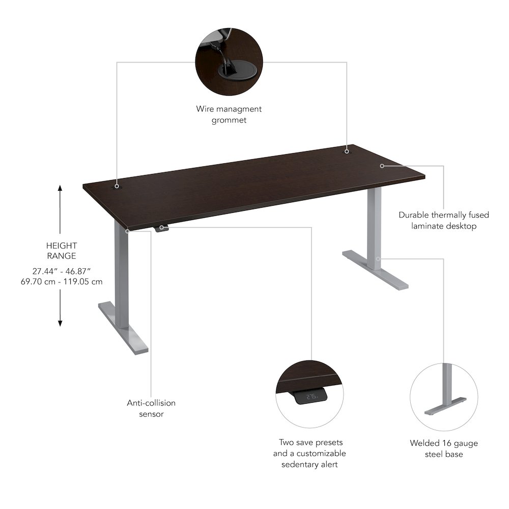 Move 60 Series 72W x 30D Electric Height Adjustable Standing Desk. Picture 6