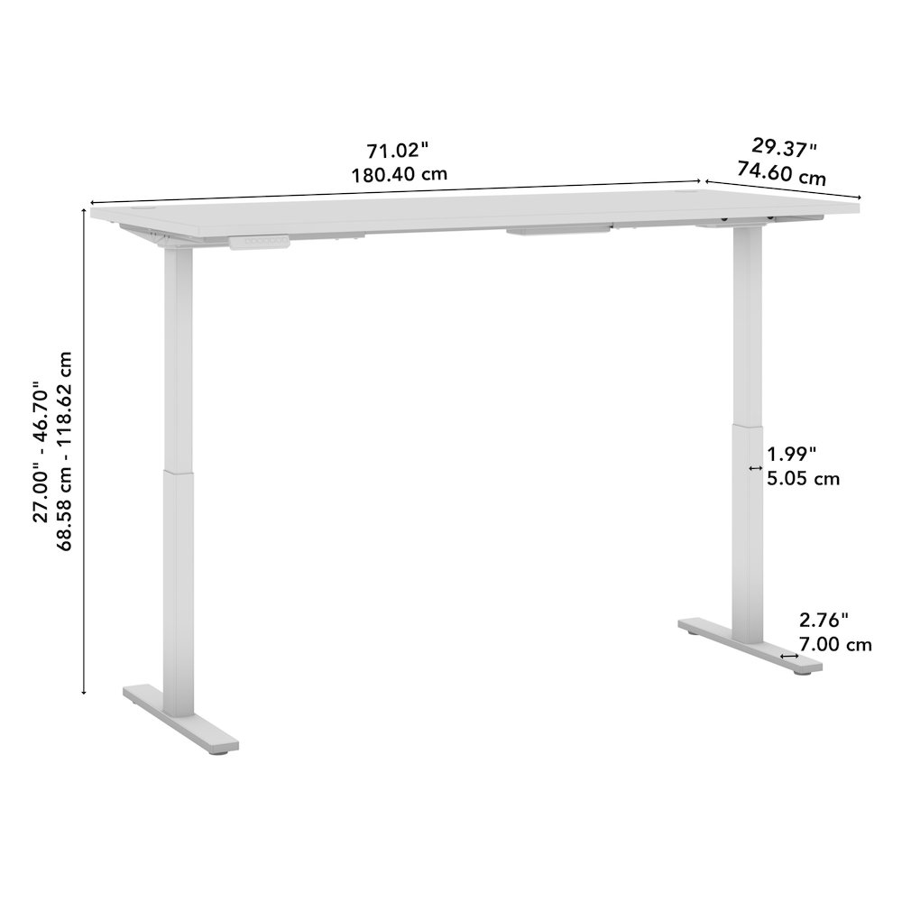 Move 60 Series 72W x 30D Electric Height Adjustable Standing Desk. Picture 7