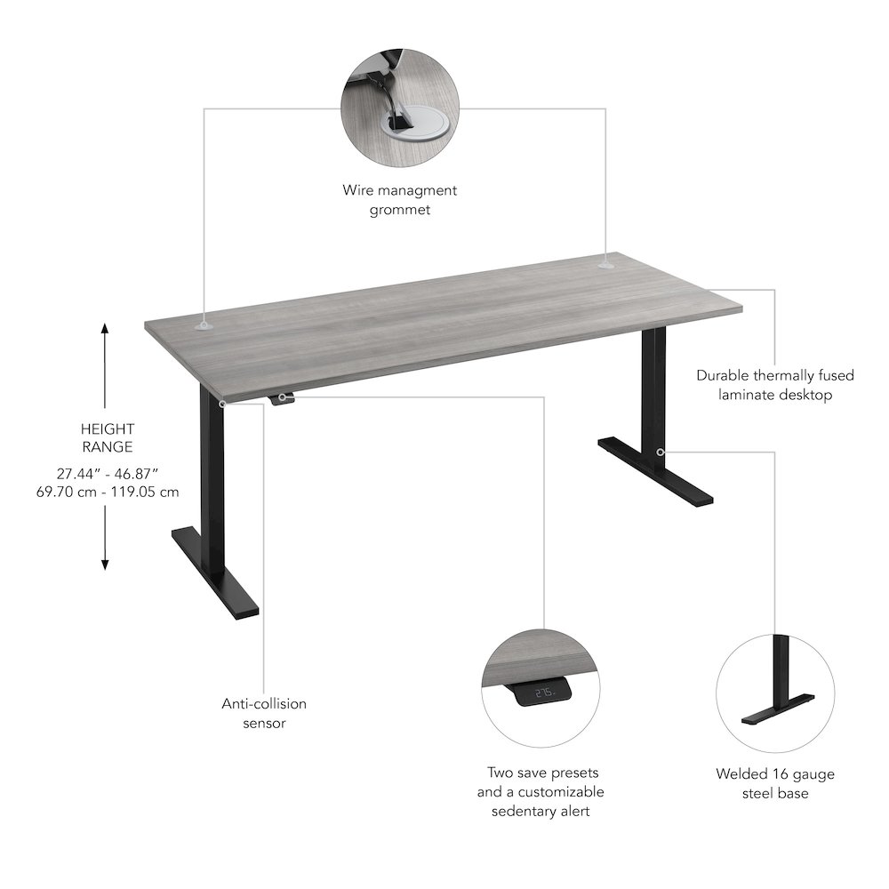 Move 60 Series 72W x 30D Electric Height Adjustable Standing Desk. Picture 6