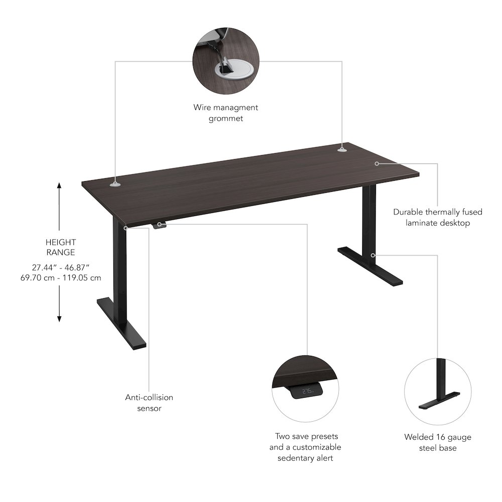 Move 60 Series 72W x 30D Electric Height Adjustable Standing Desk. Picture 6