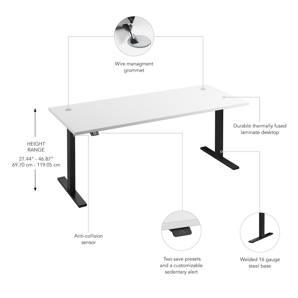 Move 60 Series 72W x 30D Electric Height Adjustable Standing Desk. Picture 6