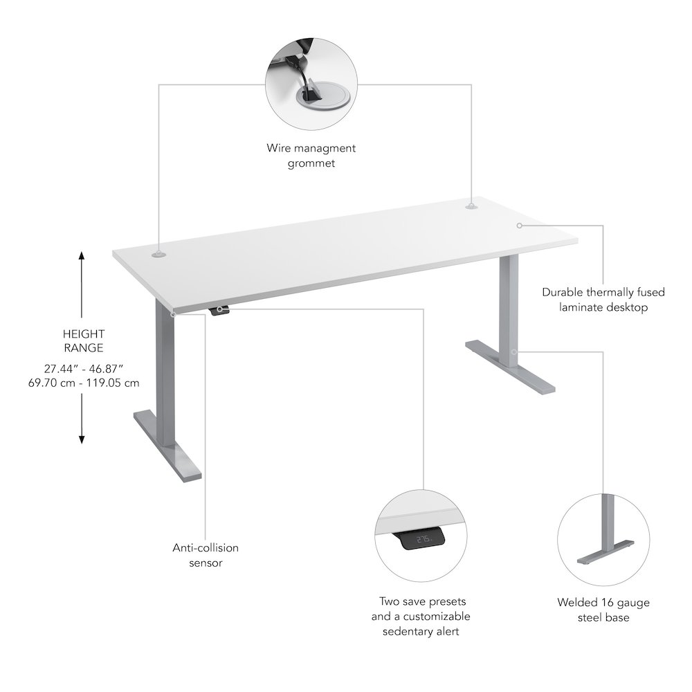 Move 60 Series 72W x 30D Electric Height Adjustable Standing Desk. Picture 7