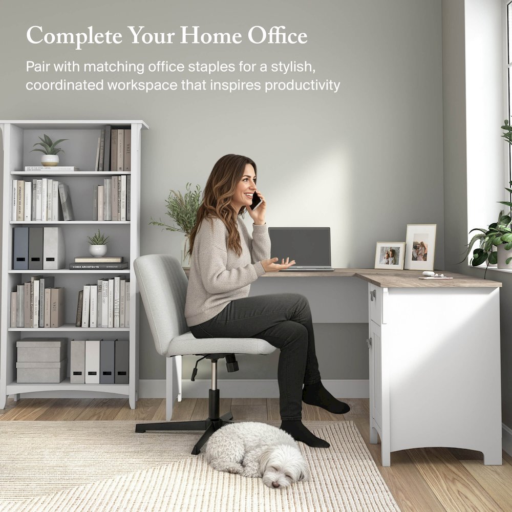 Salinas 60W L Shaped Desk with Storage. Picture 3