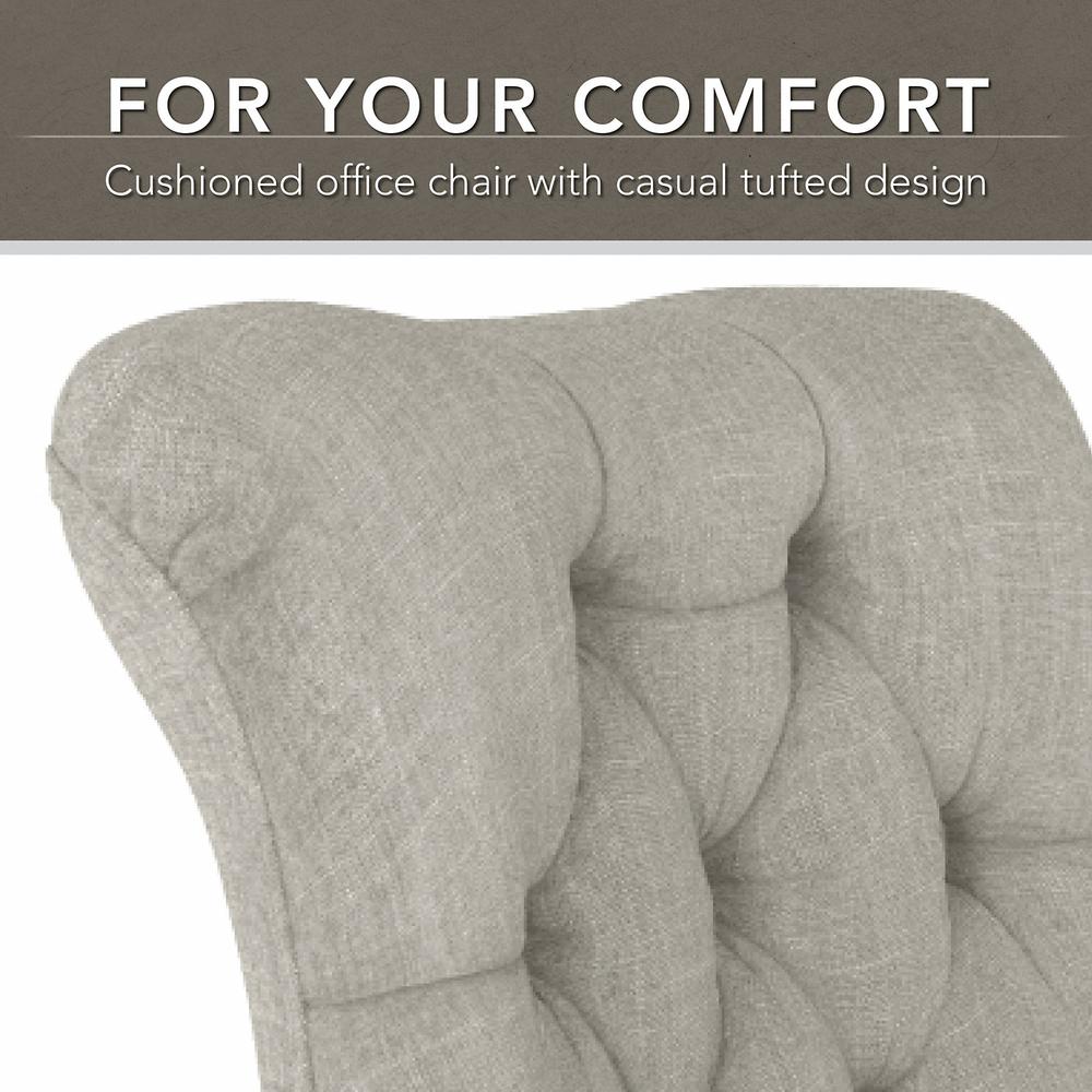 60W L Shaped Desk with Mid Back Tufted Office Chair, Cape Cod Gray. Picture 3