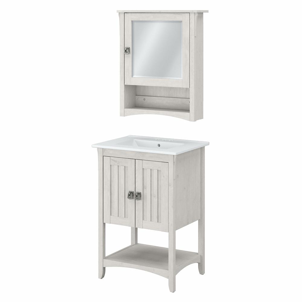 24W Bathroom Vanity Sink and Medicine Cabinet with Mirror Linen White Oak. Picture 1