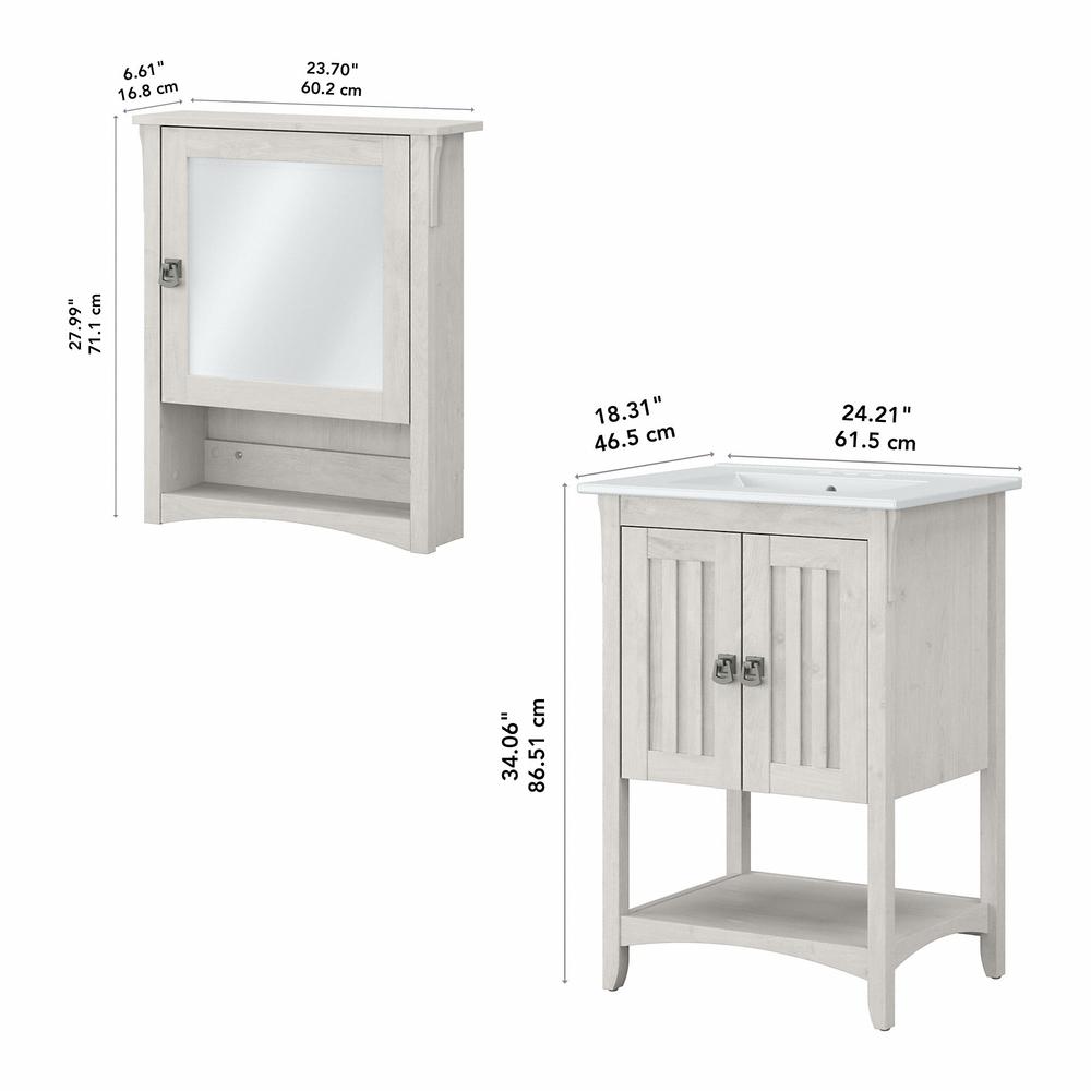 24W Bathroom Vanity Sink and Medicine Cabinet with Mirror Linen White Oak. Picture 5