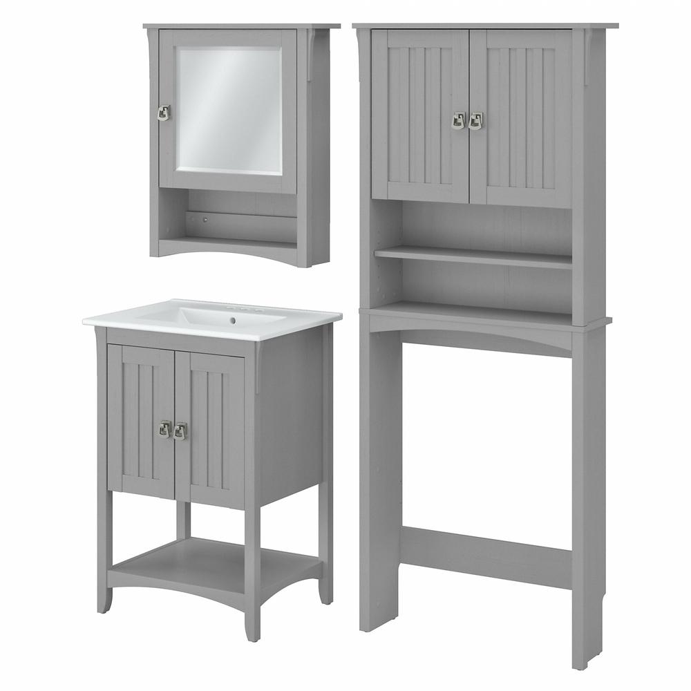 24W Bathroom Vanity Sink with Mirror and Over The Toilet Storage Cabinet Cape Cod Gray. Picture 1