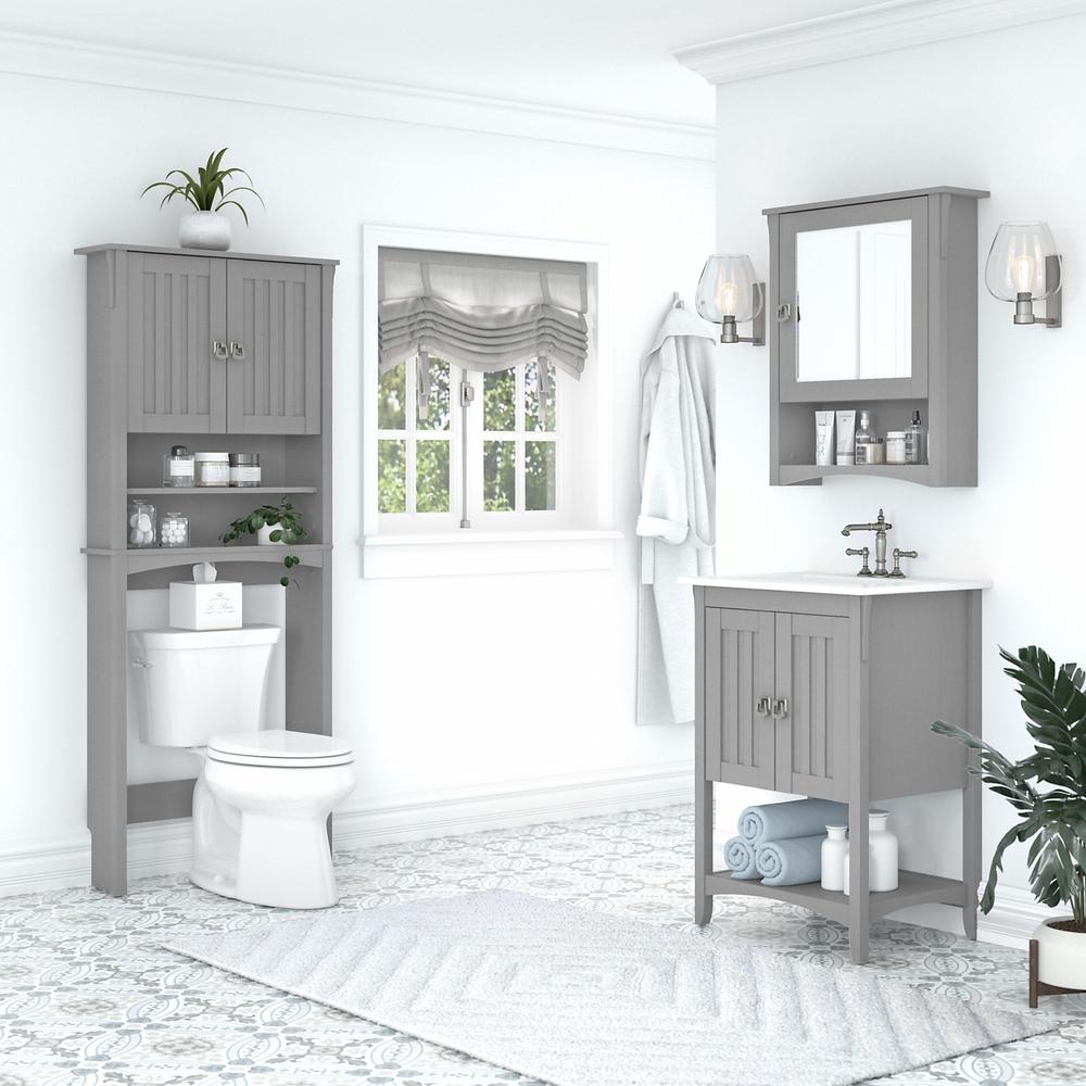 24W Bathroom Vanity Sink with Mirror and Over The Toilet Storage Cabinet Cape Cod Gray. Picture 2