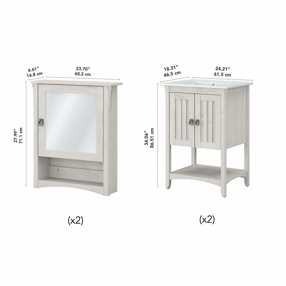 48W Double Vanity Set with Sinks and Medicine Cabinets Linen White Oak. Picture 5