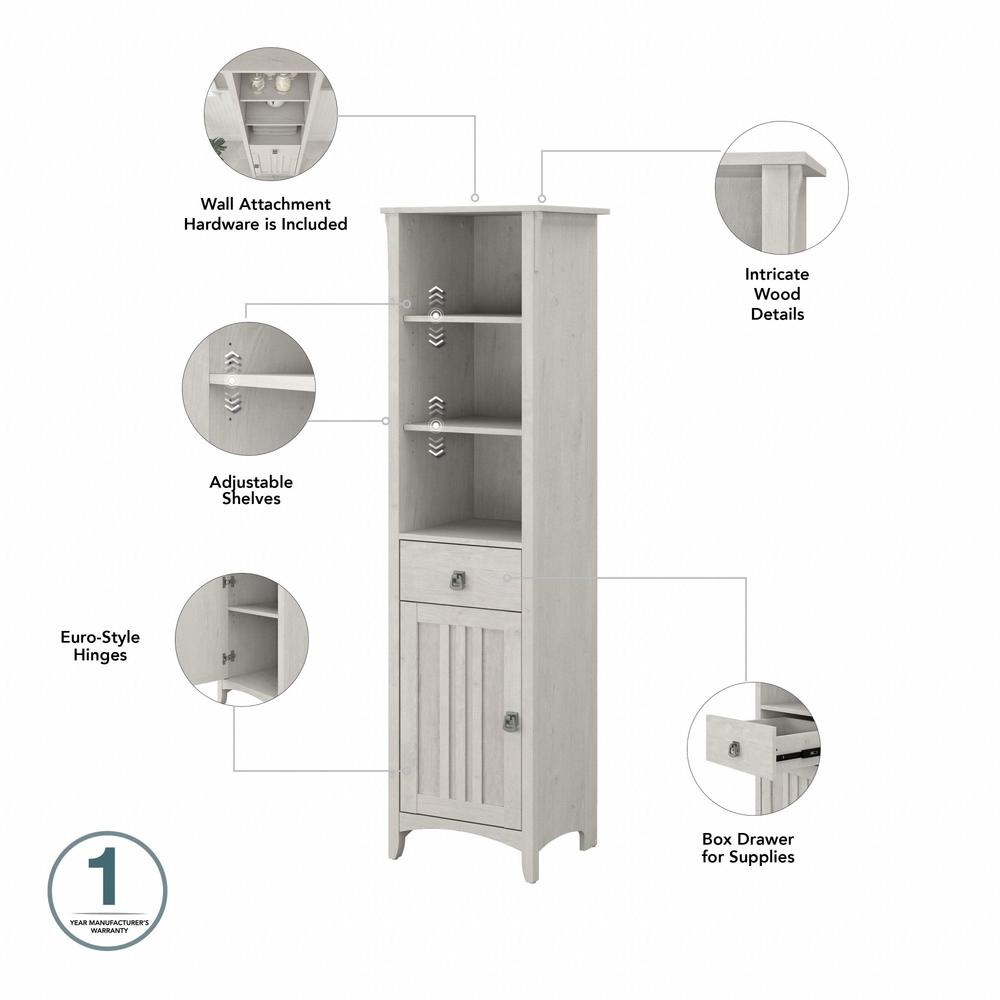 Salinas Tall Bathroom Storage Cabinet in Linen White Oak. Picture 4