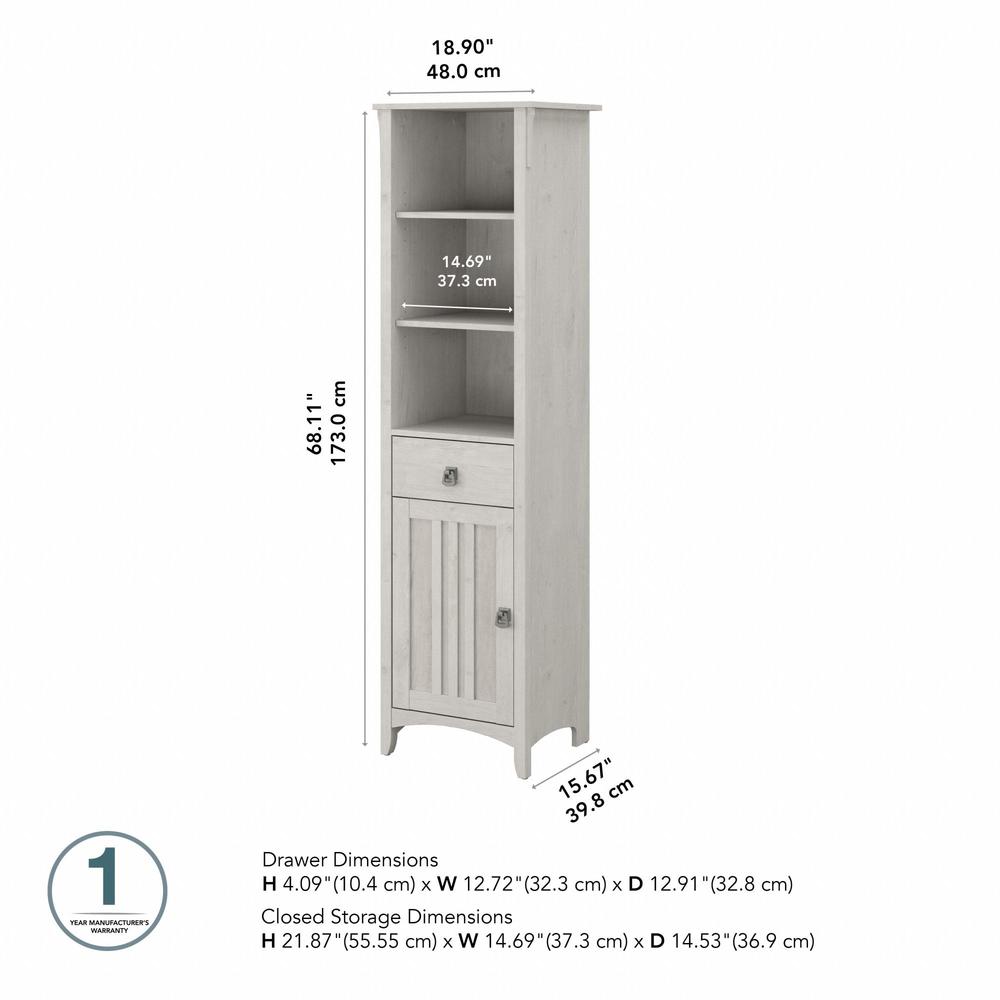 Salinas Tall Bathroom Storage Cabinet in Linen White Oak. Picture 5