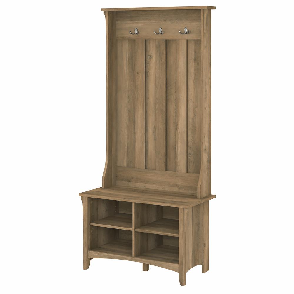 Bush Furniture Salinas Hall Tree with Shoe Storage Bench, Reclaimed Pine. Picture 1