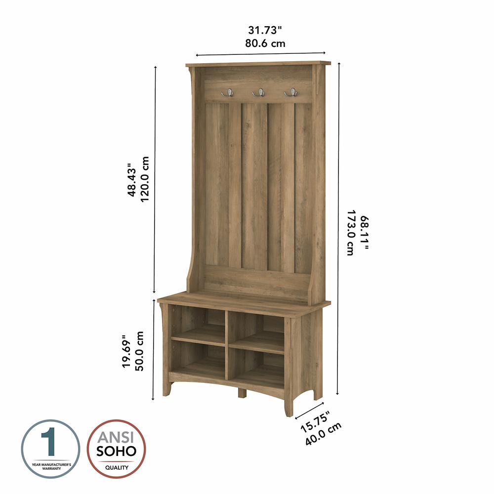 Bush Furniture Salinas Hall Tree with Shoe Storage Bench, Reclaimed Pine. Picture 5