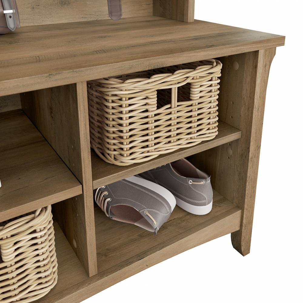 Bush Furniture Salinas Hall Tree with Shoe Storage Bench, Reclaimed Pine. Picture 6