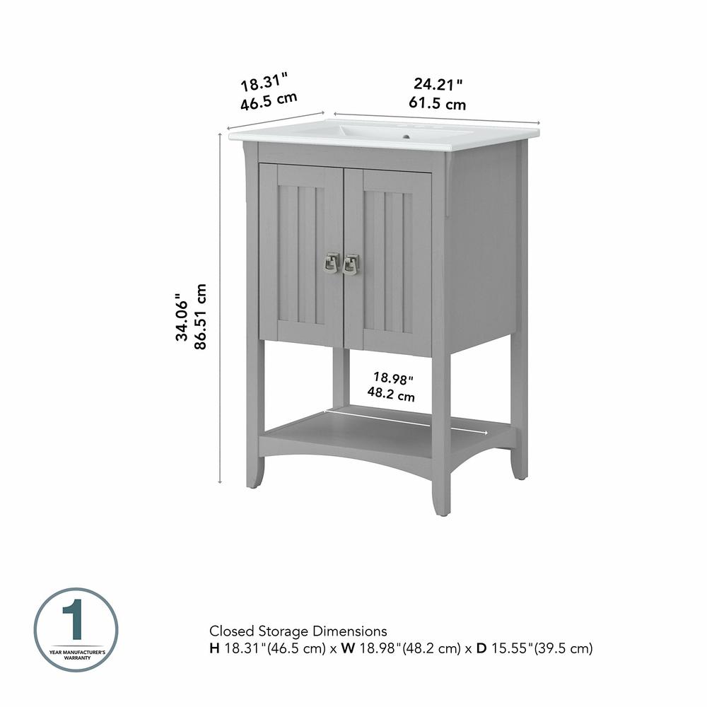 Bush Furniture Salinas 24W Bathroom Vanity with Sink Cape Cod Gray. Picture 4