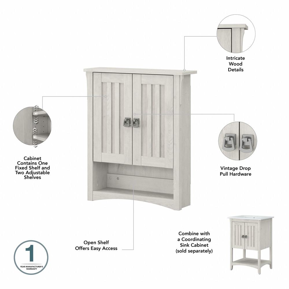 Salinas Bathroom Wall Cabinet with Doors in Linen White Oak. Picture 4