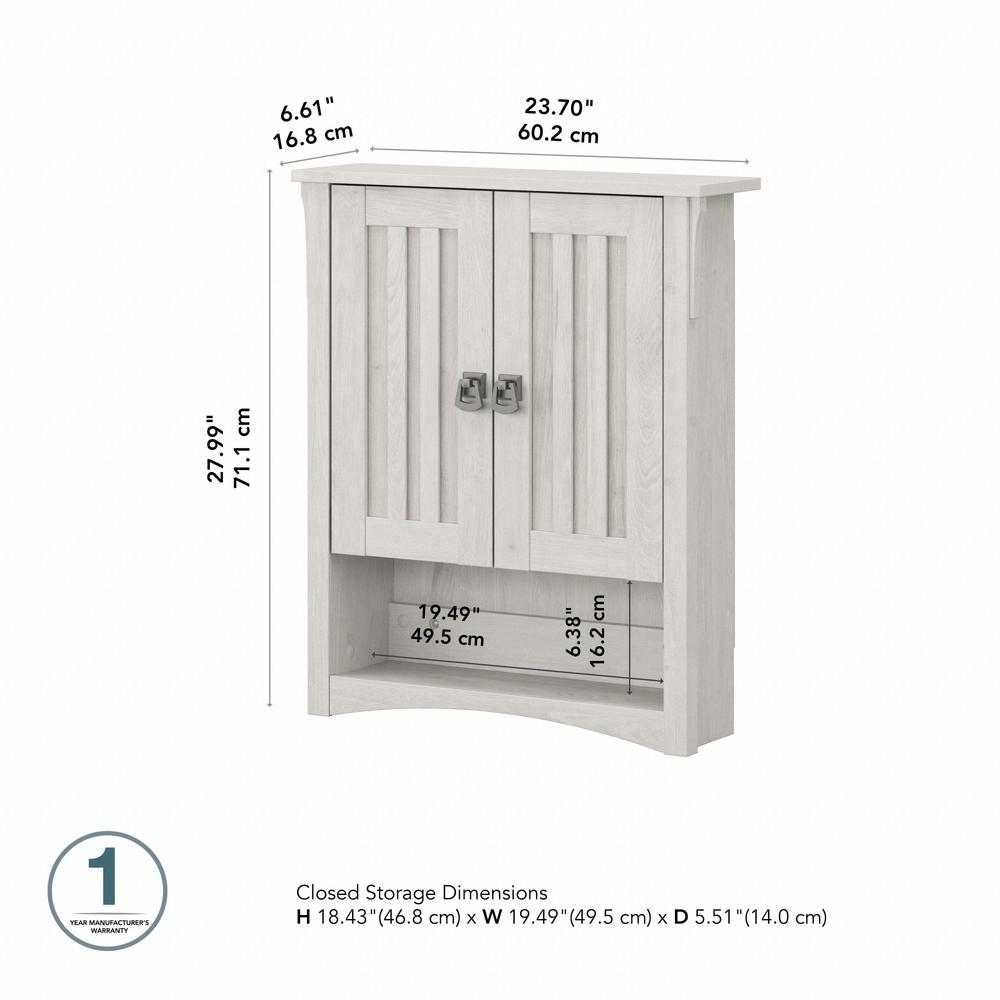 Salinas Bathroom Wall Cabinet with Doors in Linen White Oak. Picture 5