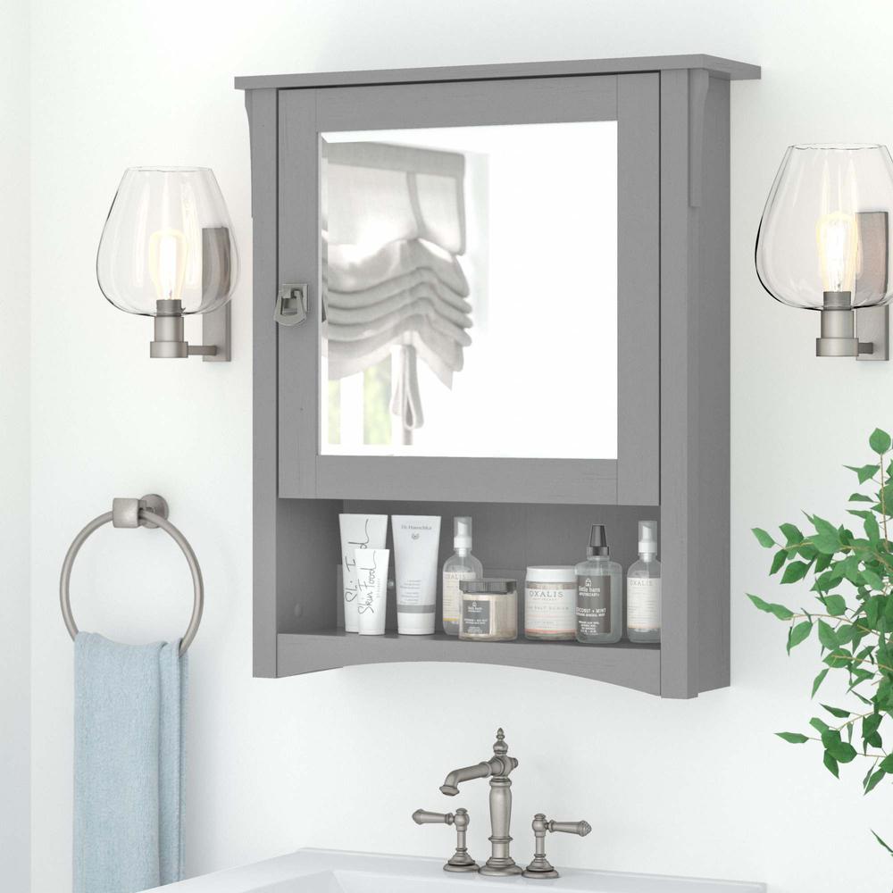 Salinas Bathroom Medicine Cabinet with Mirror in Cape Cod Gray. Picture 6