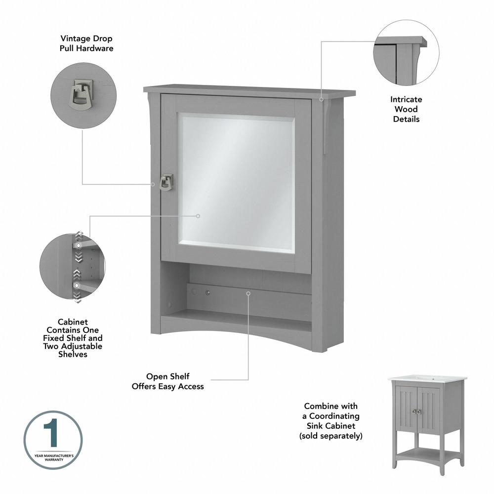 Salinas Bathroom Medicine Cabinet with Mirror in Cape Cod Gray. Picture 4